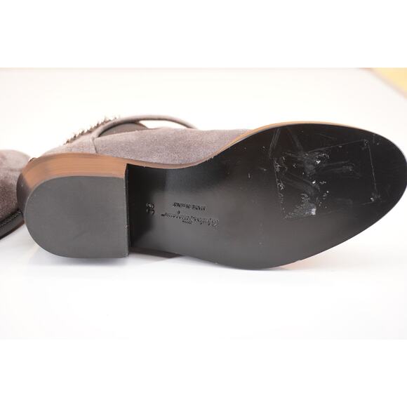 Salvatore Ferragamo Ardisievit Chain Ankle Boots Sz 6 C Chelsea $930 Grey Suede - Picture 9 of 9